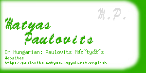 matyas paulovits business card